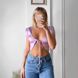 Purple silk tie-top